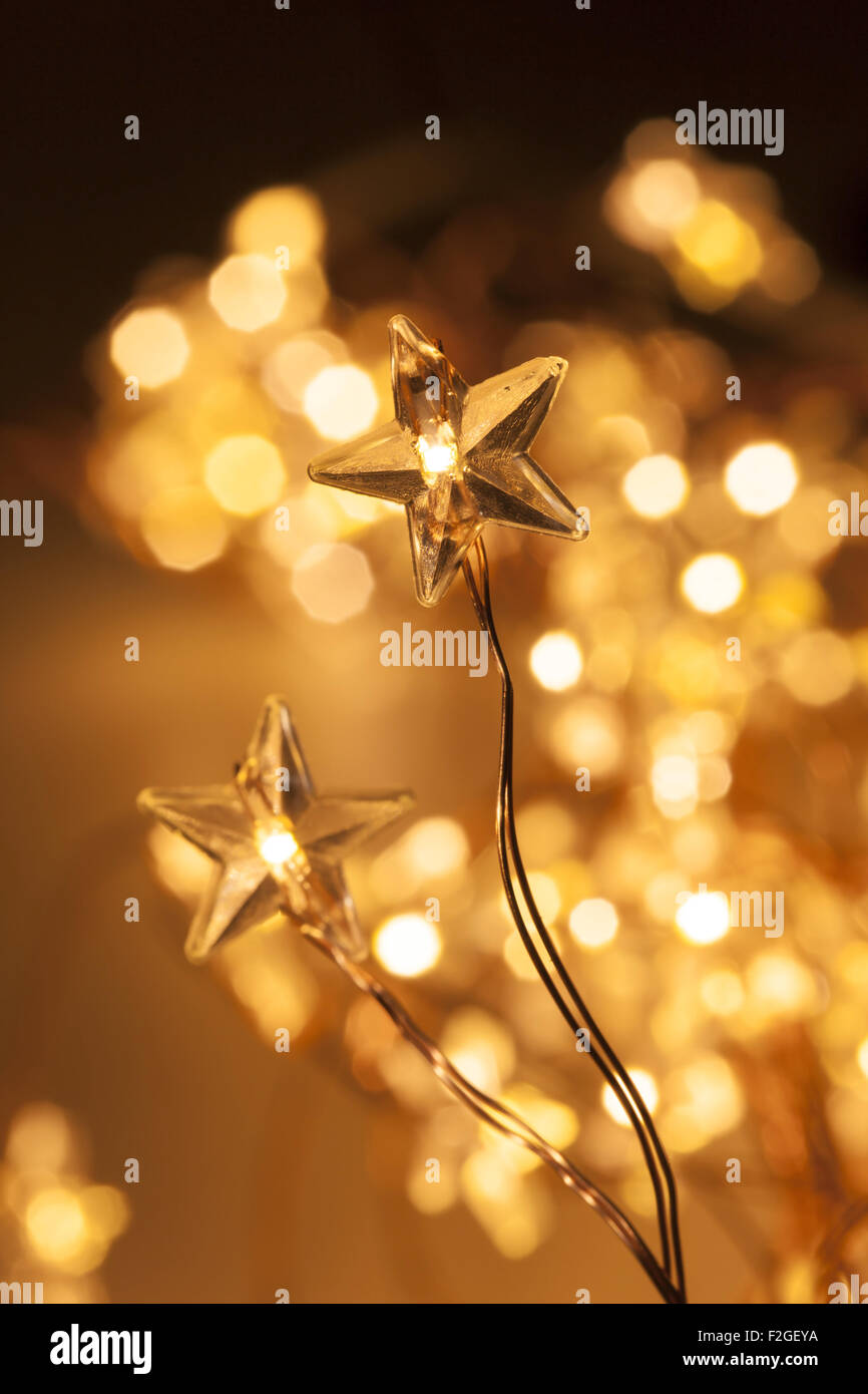 Las luces de Navidad Hermosa shot cercano con el enfoque selectivo Foto de stock