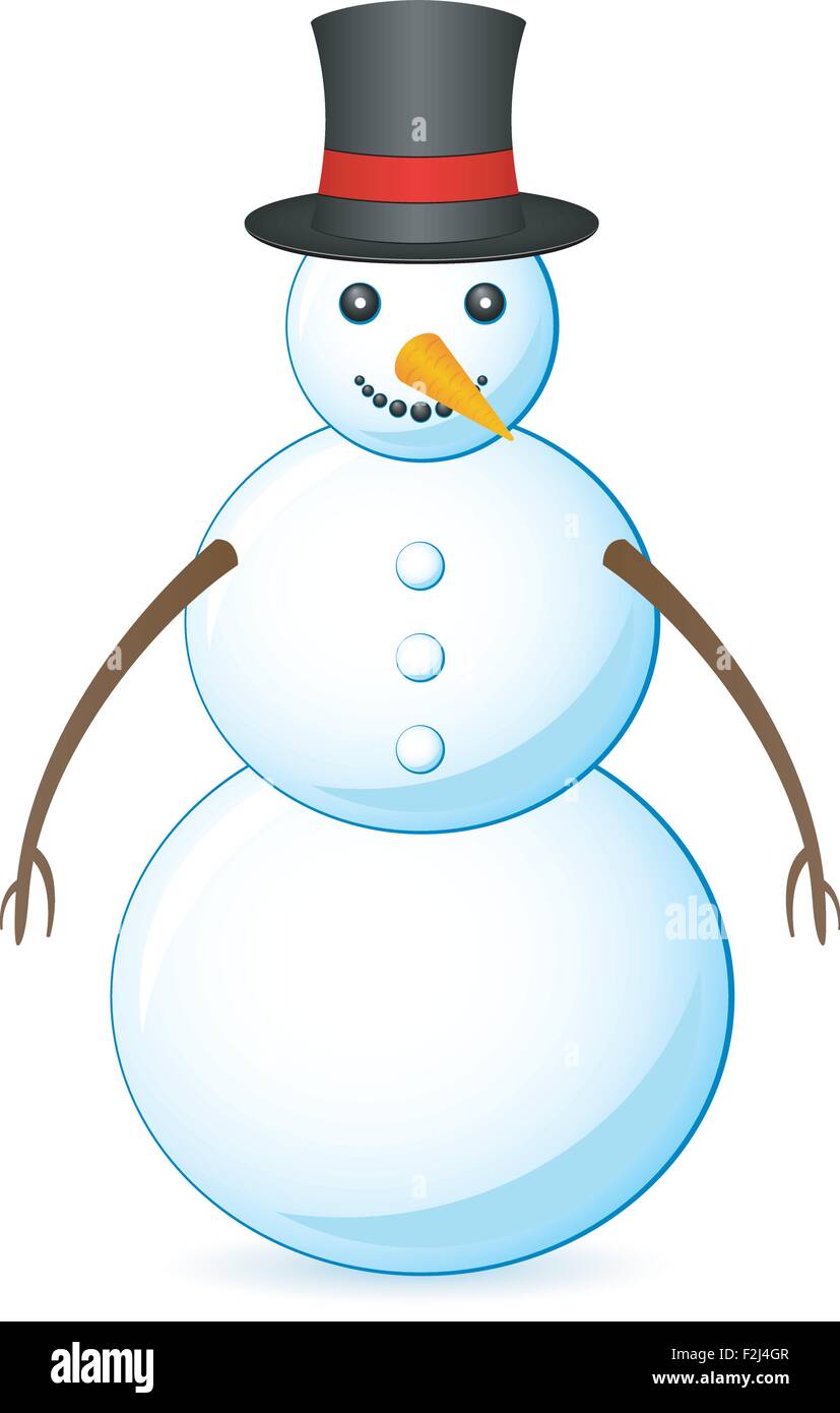 Cartoon snowman aislado sobre un fondo blanco. Ilustración vectorial. Ilustración del Vector