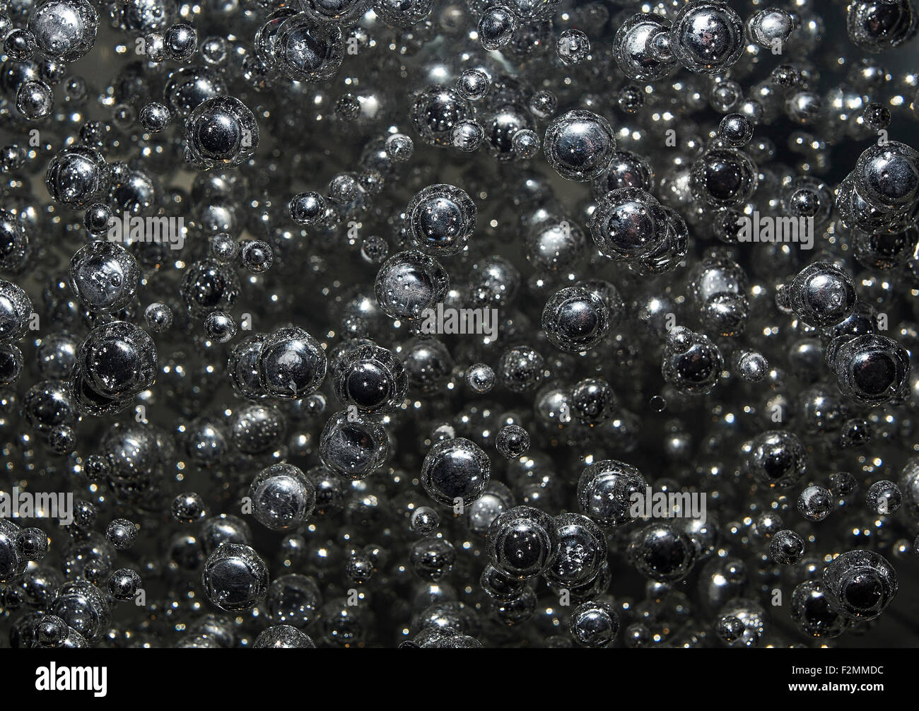 Dos diferentes tamaños de gotas de mercurio líquido sobre un fondo blanco  aislado Fotografía de stock - Alamy