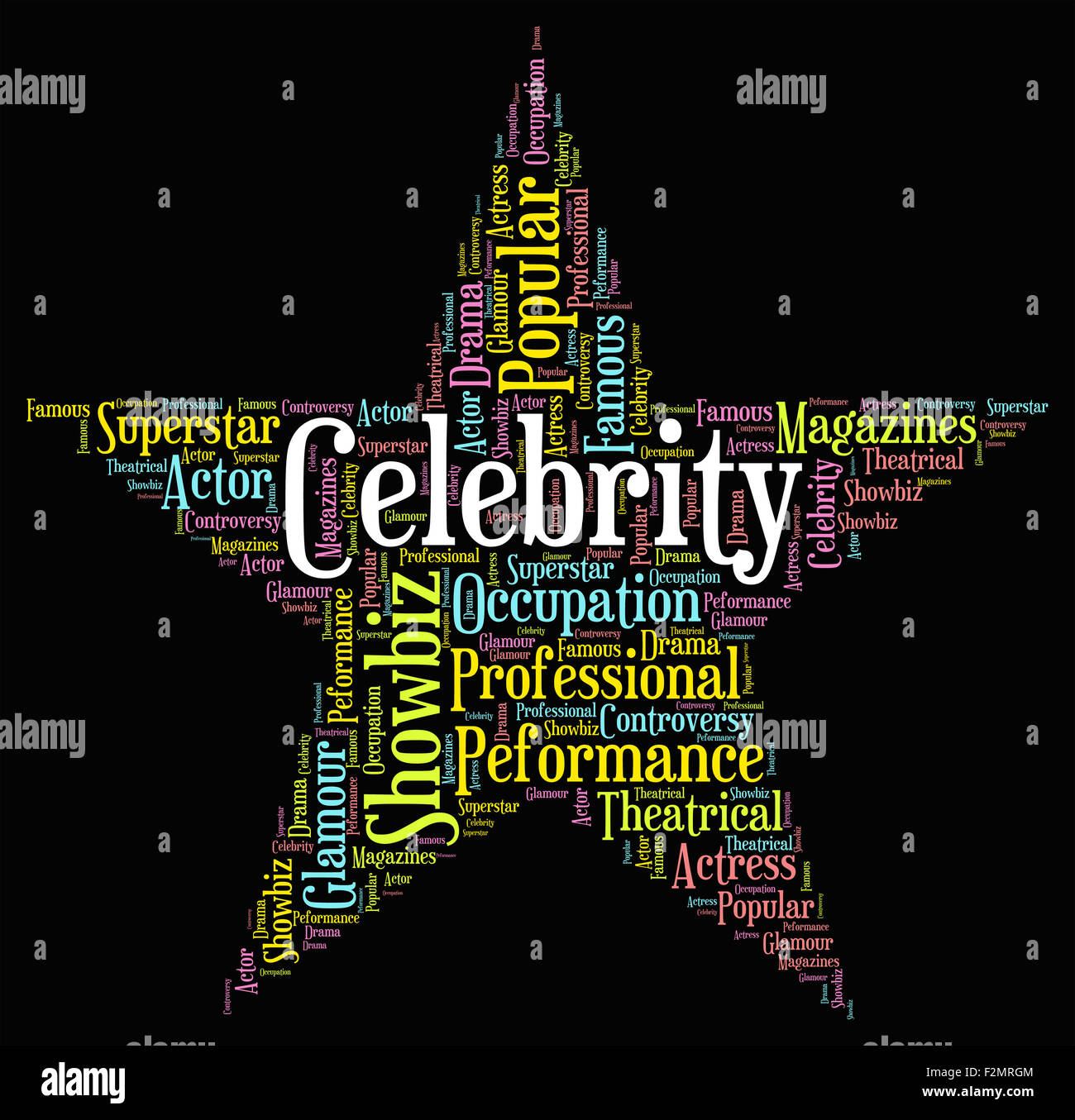 Celebrity Star significado notorio Wordcloud y Word Fotografía de stock