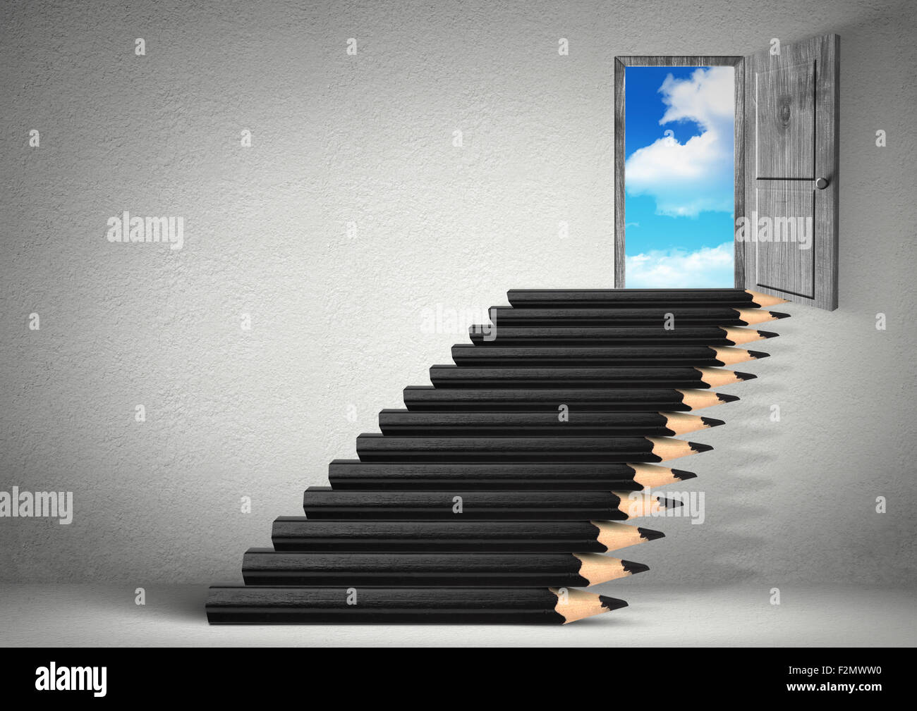 Las escaleras de lápices, oportunidad concepto creativo Foto de stock
