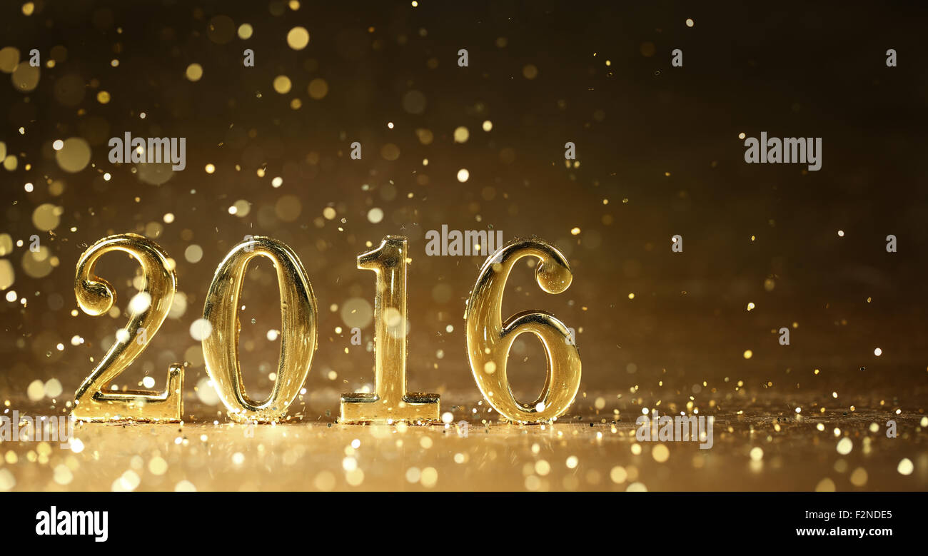 Golden 2016 por las vacaciones de año nuevo Foto de stock