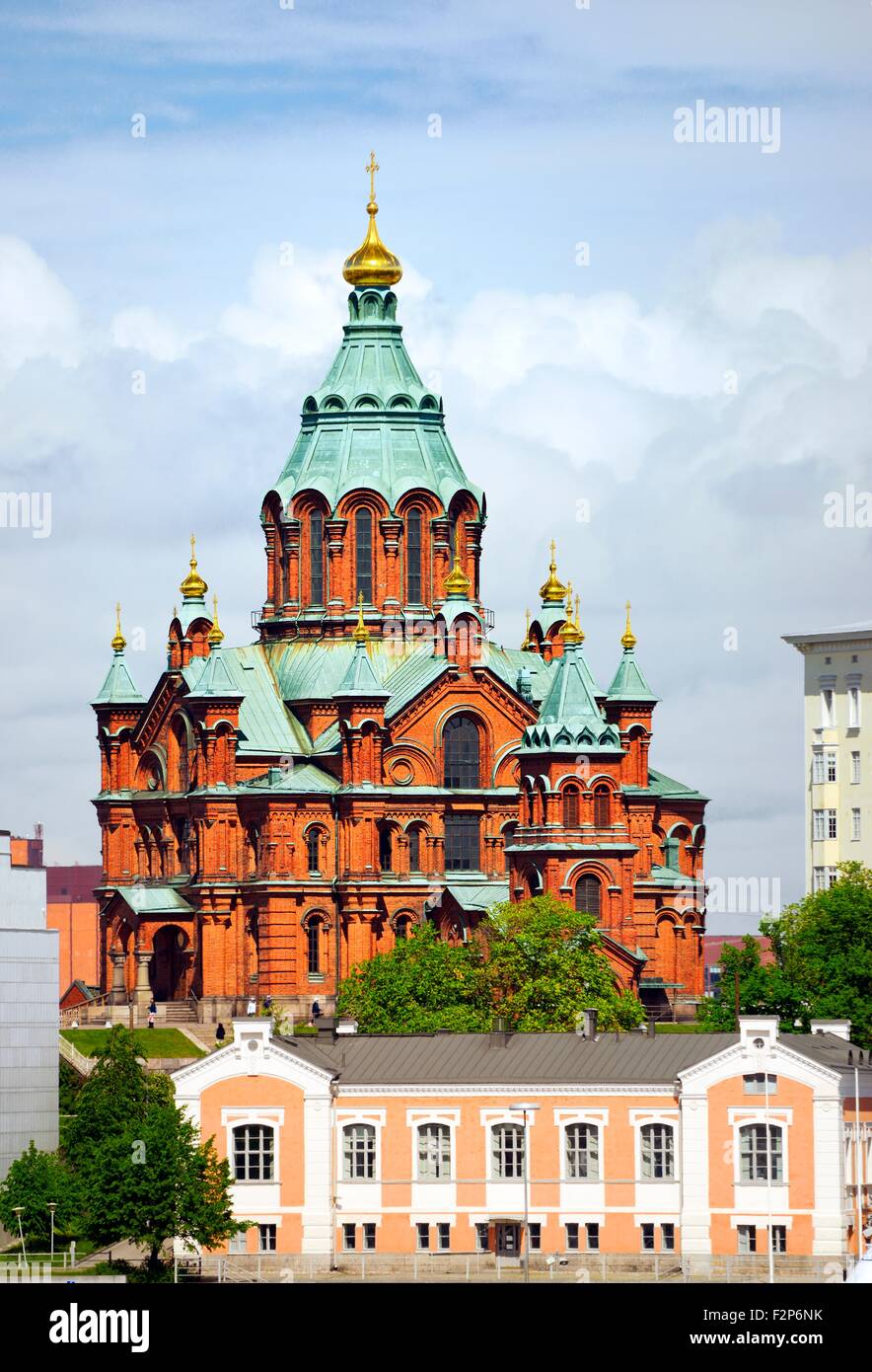 Helsinki, Finlandia. La Iglesia Ortodoxa Rusa La catedral Uspenski. 1868 consagrada Foto de stock