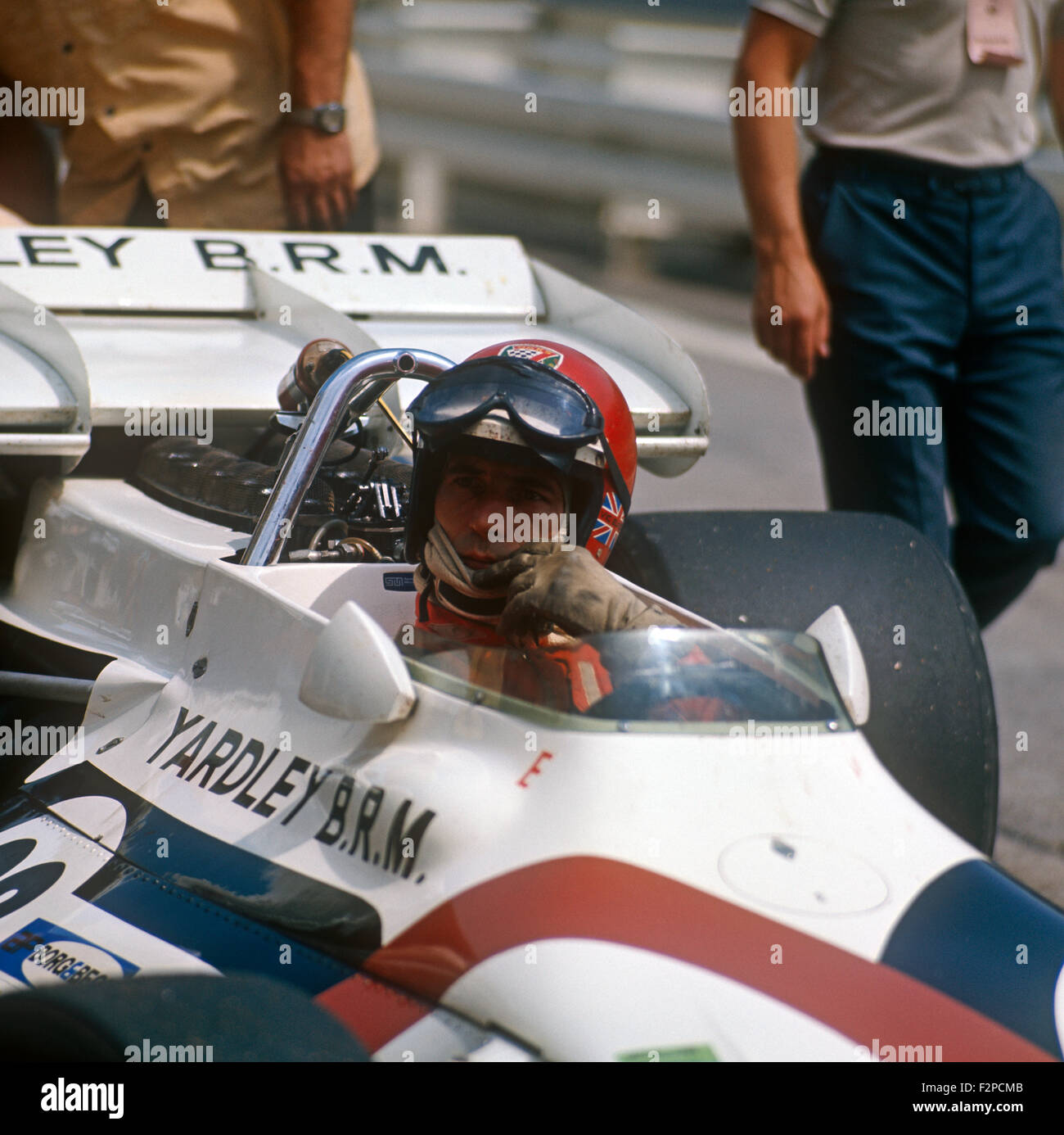 Vic Elford en su BRM 1971 Foto de stock