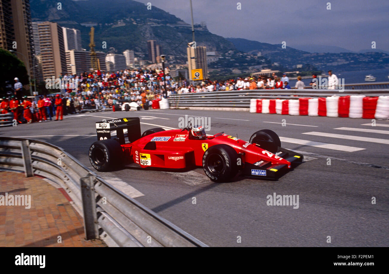 Gerhard Berger en su Ferrari GP de Mónaco 1987 Foto de stock