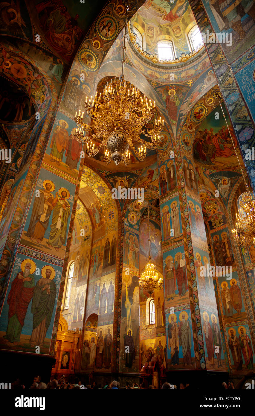 Rusia, San Petersburgo, la iglesia de la Sangre Derramada interior Foto de stock