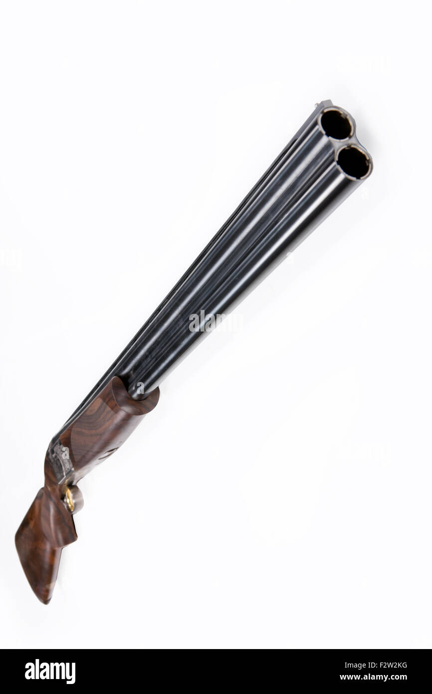 Rifle pistola arma blanca de fondo ver una sola máquina aislada de metal objeto trigger en peligro negro escopeta studio stock Foto de stock
