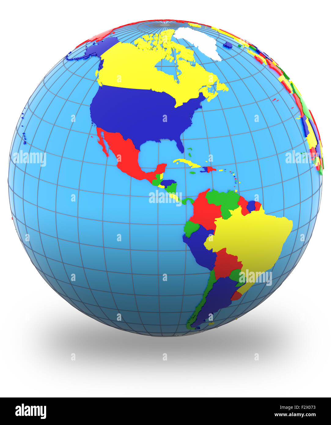 Américas El Mapa Político Del Mundo Con Los Países En Cuatro Colores Aislado Sobre Fondo 7248
