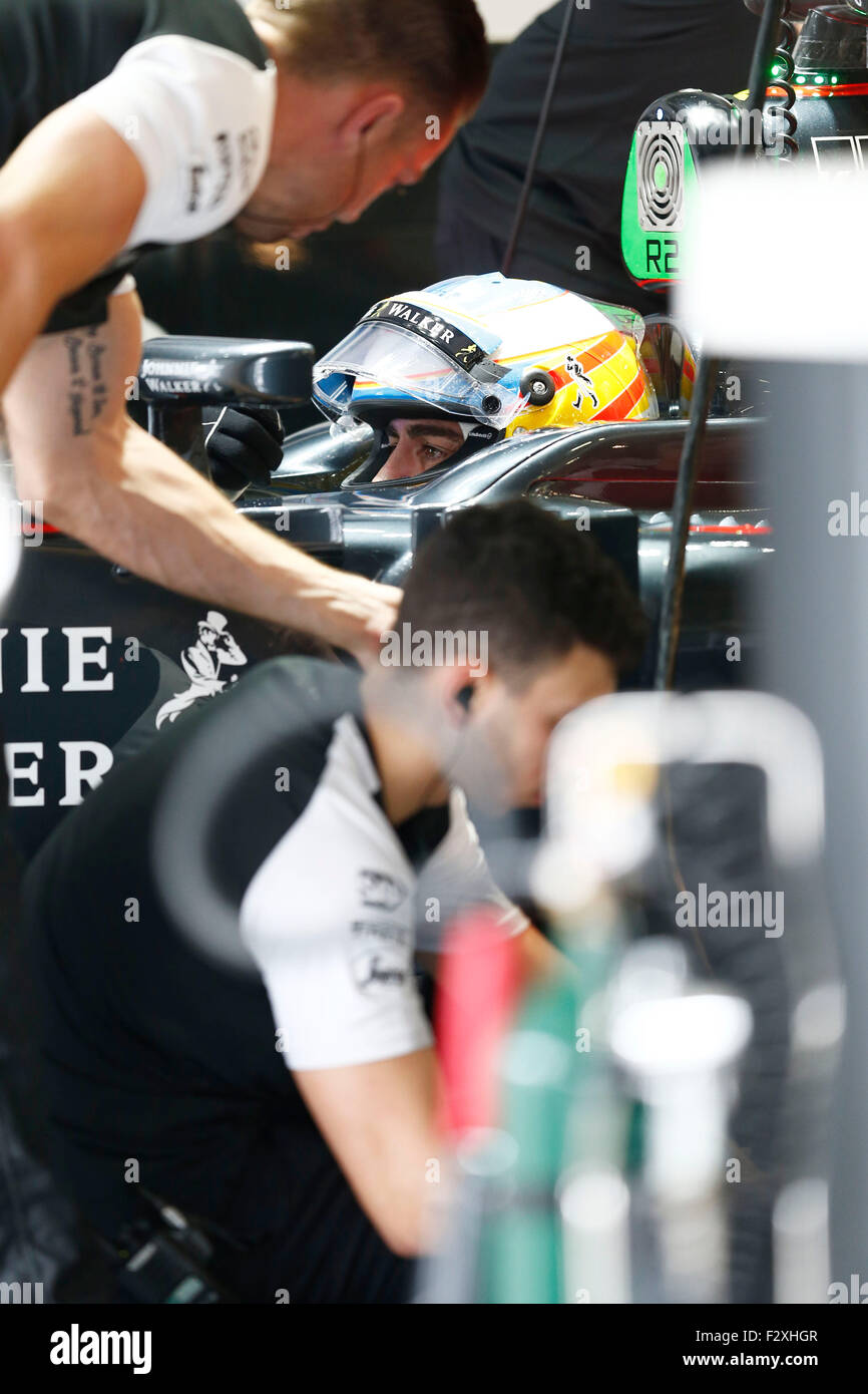 Automovilismo: Campeonato del Mundo de Fórmula Uno FIA 2015, el Gran Premio de Japón, #14 Fernando Alonso (ESP, McLaren Honda), Foto de stock