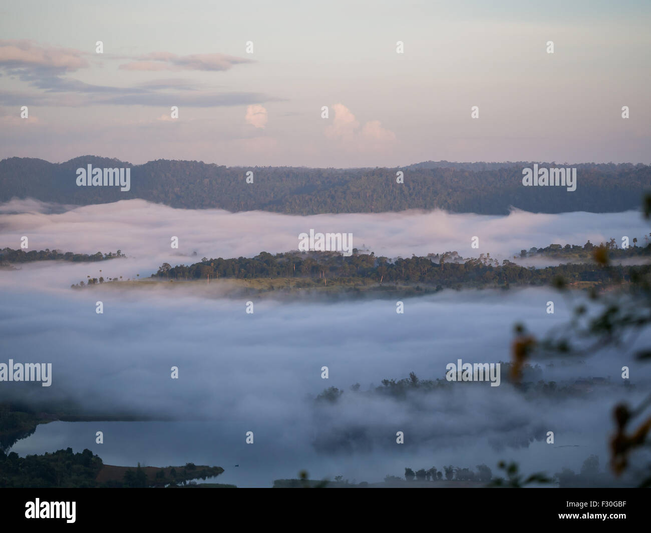 Misty mañana en montaña en Khao-Kho Phetchabun,Tailandia Foto de stock