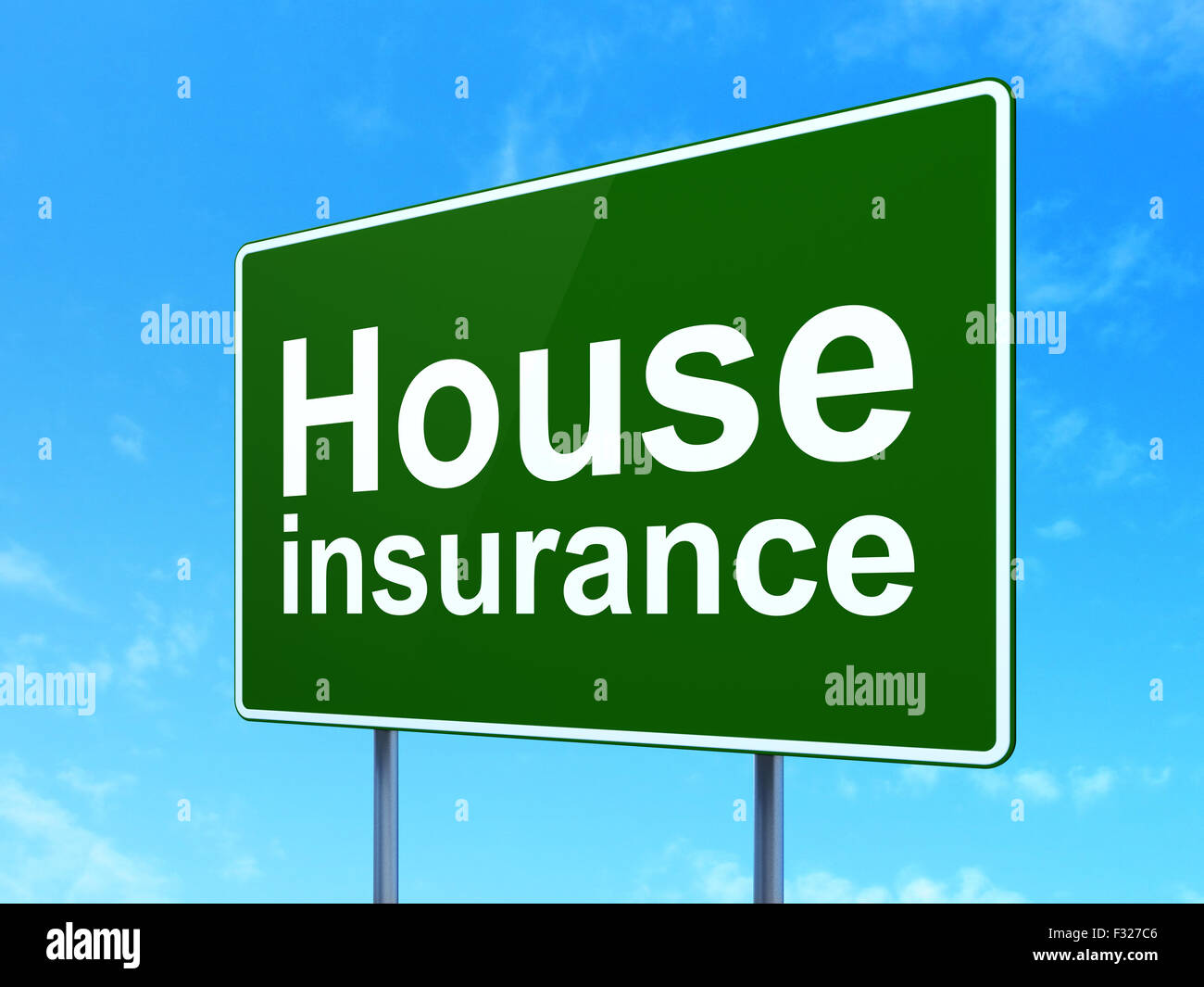 Concepto de seguros: los seguros de vivienda en cartel antecedentes Foto de stock