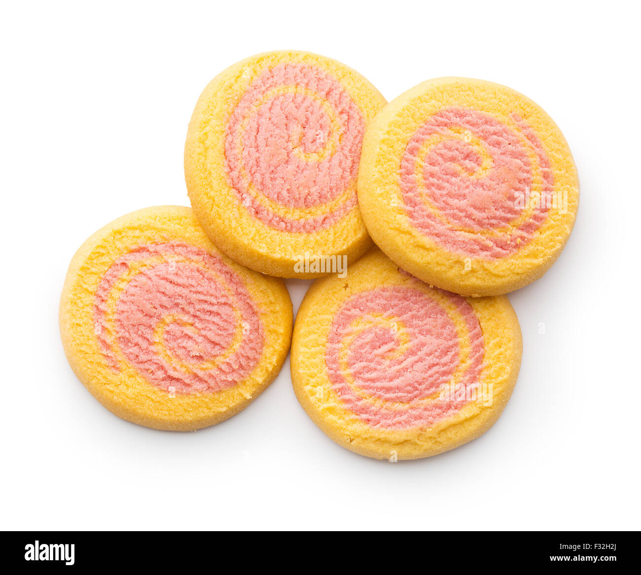 Galletas de Mantequilla de colores sobre fondo blanco. Foto de stock