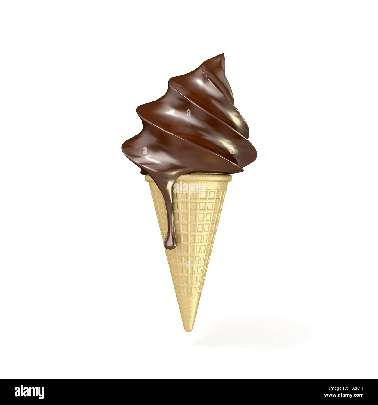 Suave servir helado de chocolate. 3D Render aislado sobre fondo blanco. Foto de stock