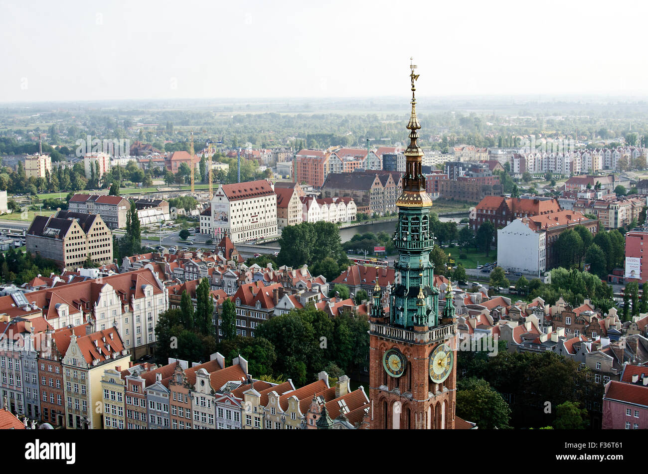 Gdansk, vista desde la torre de la Iglesia de Santa María, Polonia Foto de stock