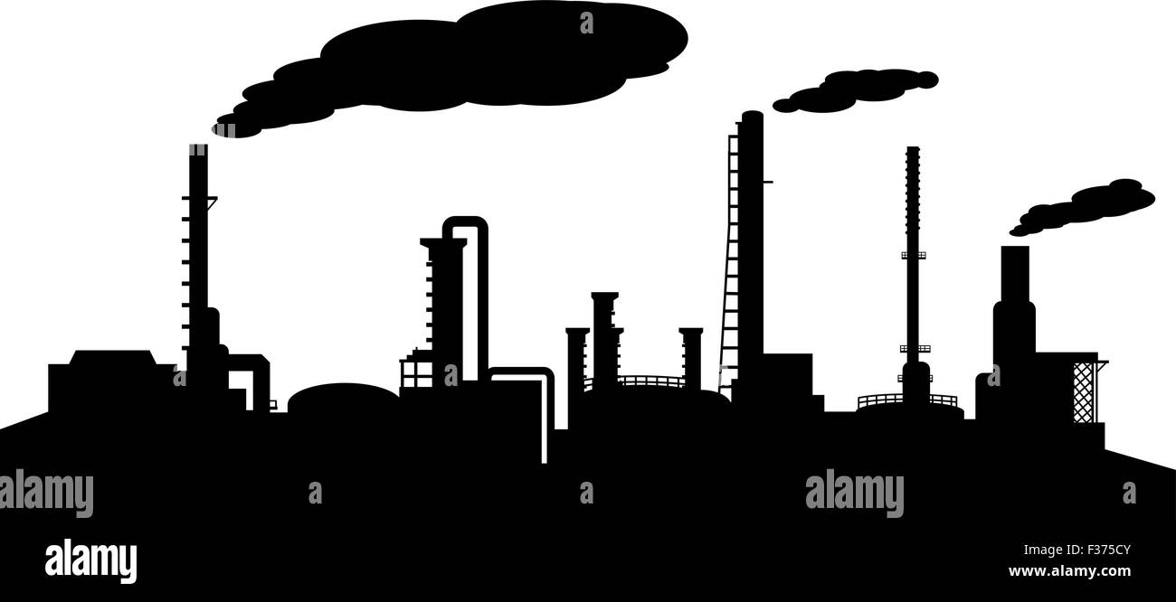 La industria de refinería de petróleo silueta vector Imagen Vector de