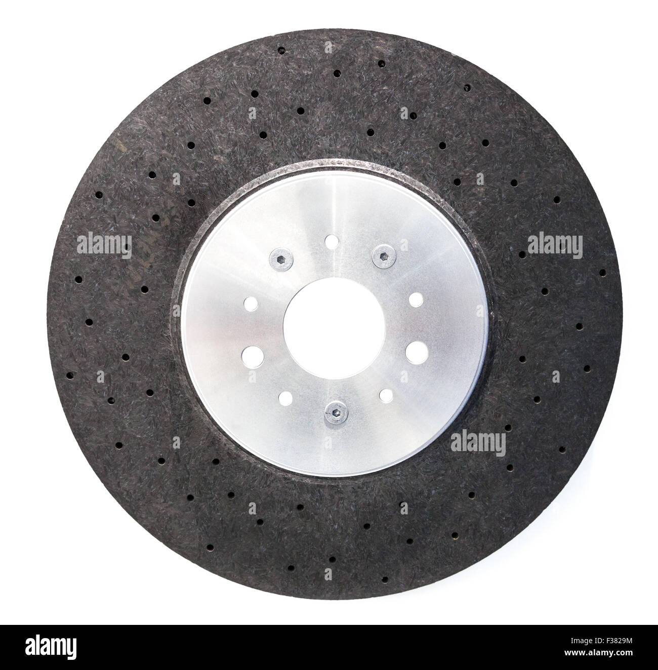 Automóvil Ceramic Composite Brake disk aislado en blanco Foto de stock