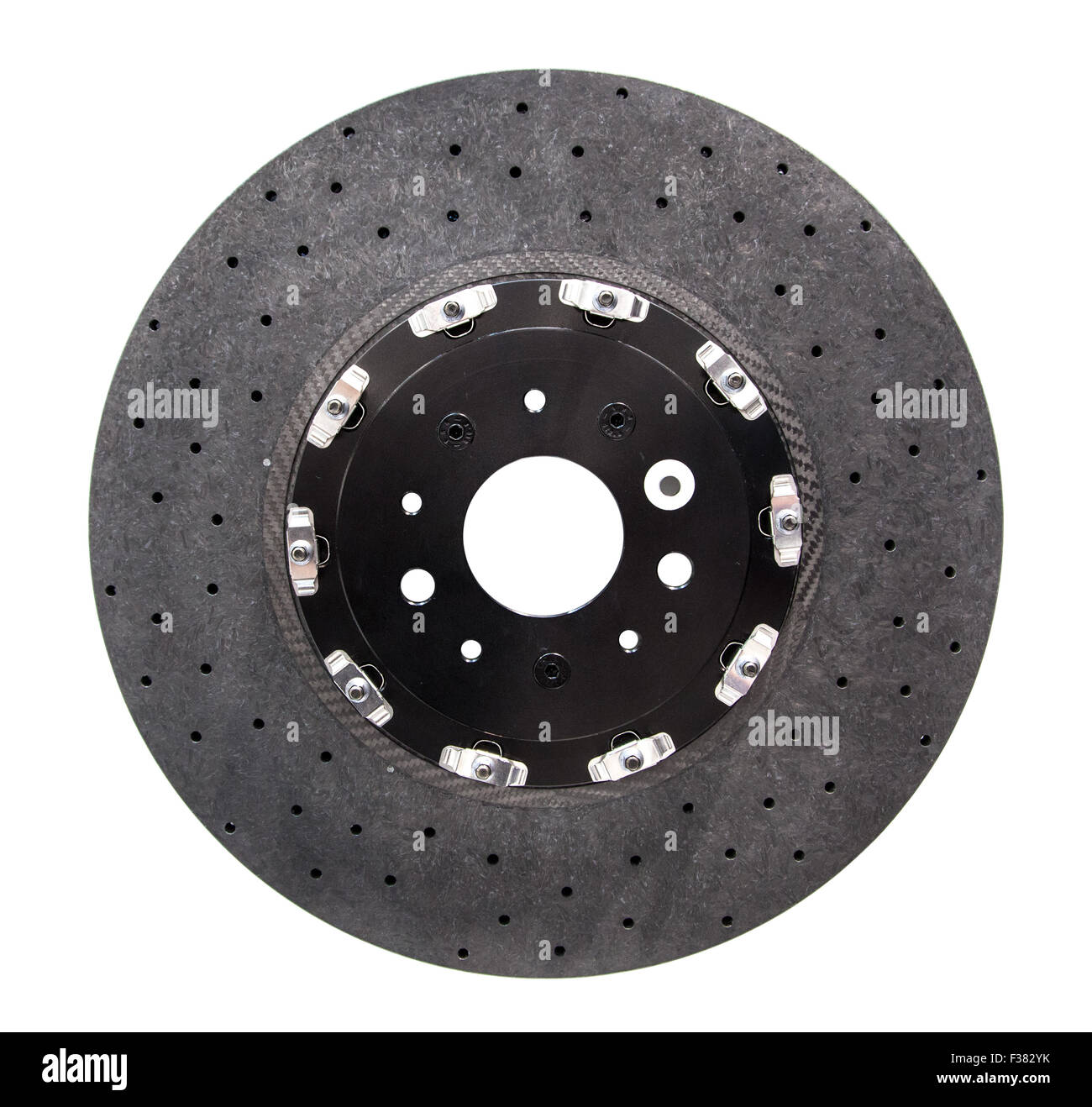 Automóvil Ceramic Composite Brake disk aislado en blanco Foto de stock