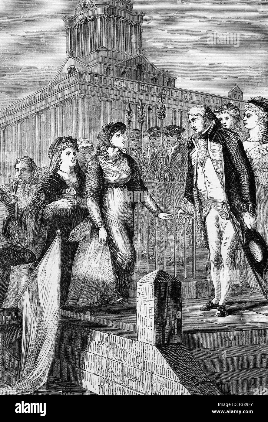 La Princesa Carolina de Brunswick aterrizar en Greenwich, Londres el domingo de Pascua, 5 de Abril,1795, antes de su matrimonio con el Príncipe de Gales, futuro rey George IV. Foto de stock