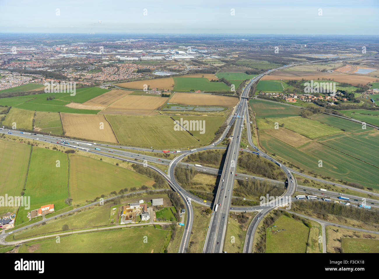 Fotografía aérea de la A1-M18 Junction, Wadworth, Doncaster Foto de stock