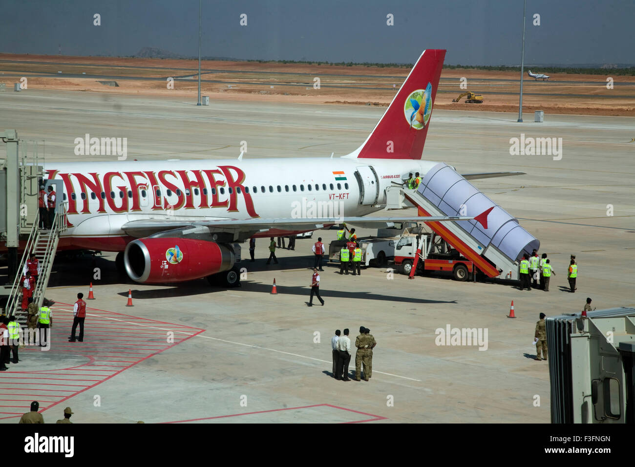 Kingfisher air bus aterrizó en el aeropuerto internacional de Bengaluru ; ; ; La India Bangalore Karnataka Foto de stock