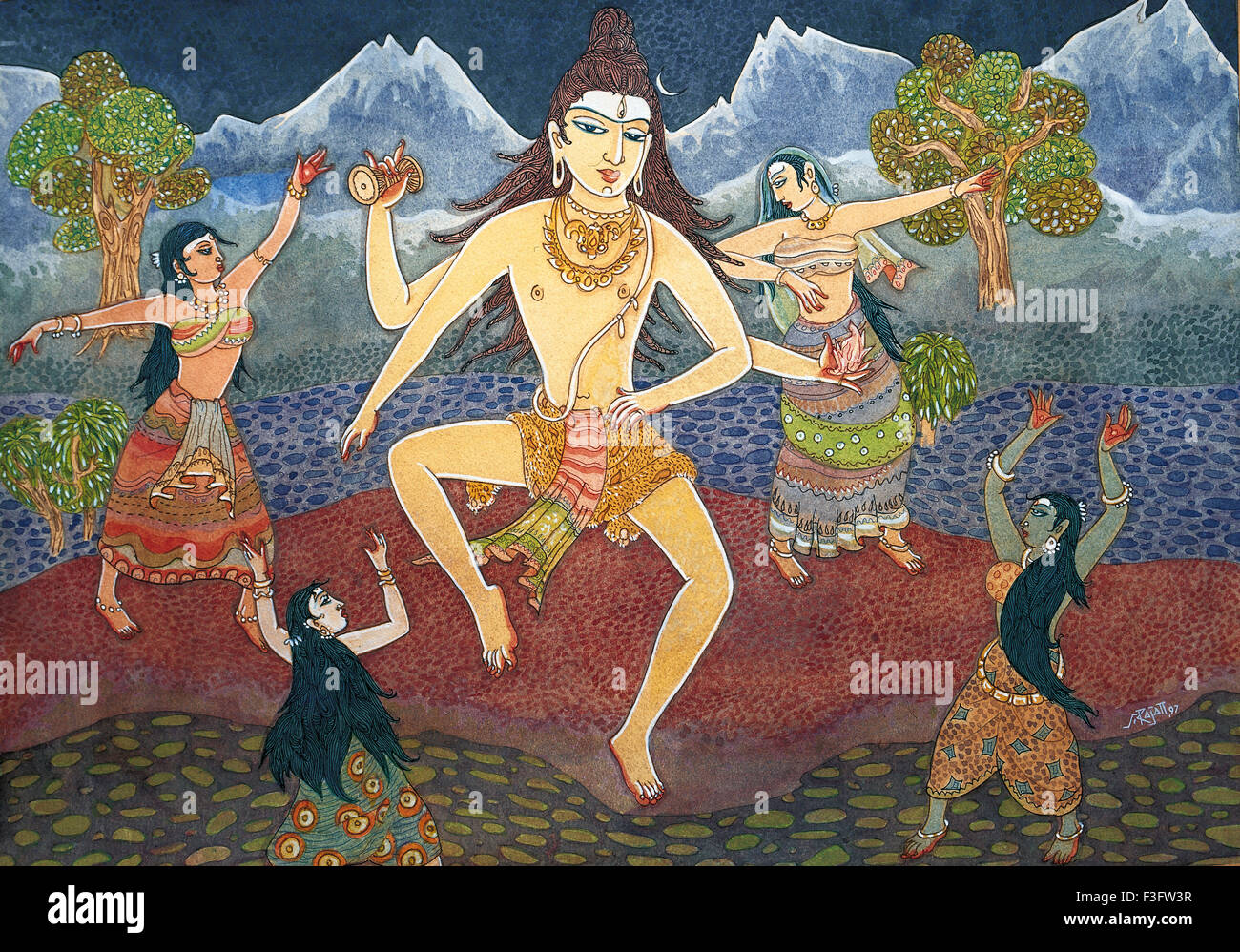 Danzando con siva ; artista S. Rajam ; mujeres ; la creencia hindú Shiva ; ; ; hindú hinduismo arte arte academia himalaya mujeres danza Foto de stock