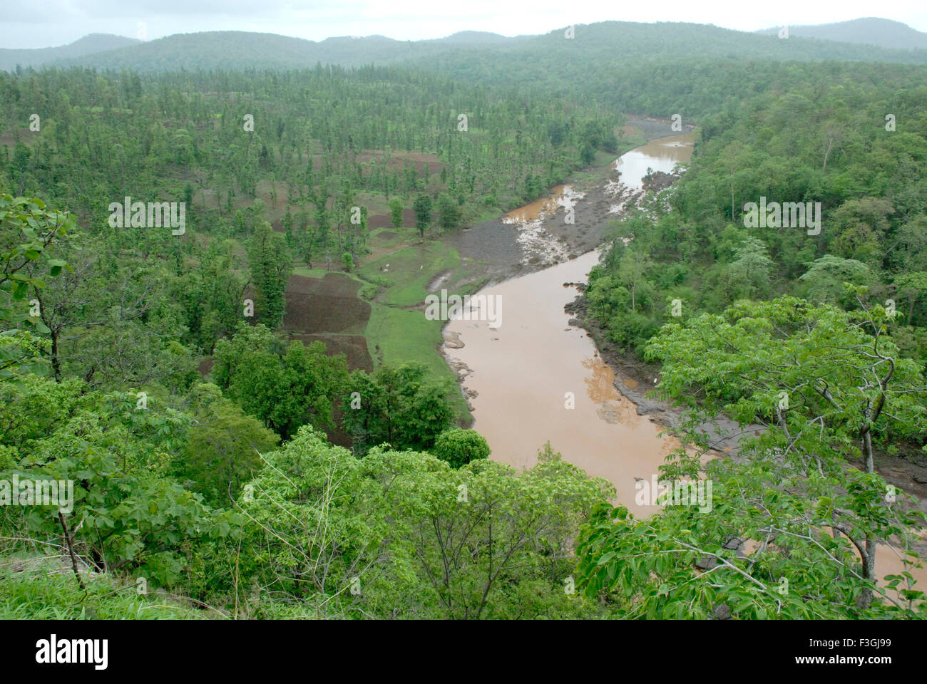Río Purna, dang, ahwa, Gujarat ; India, asia Foto de stock