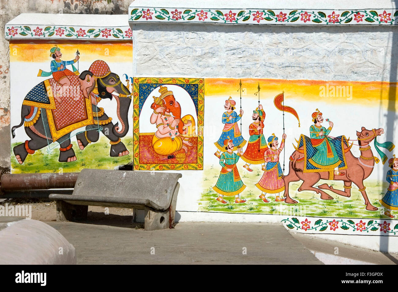 Pintura de pared, Udaipur, Rajasthan, India, Asia Foto de stock