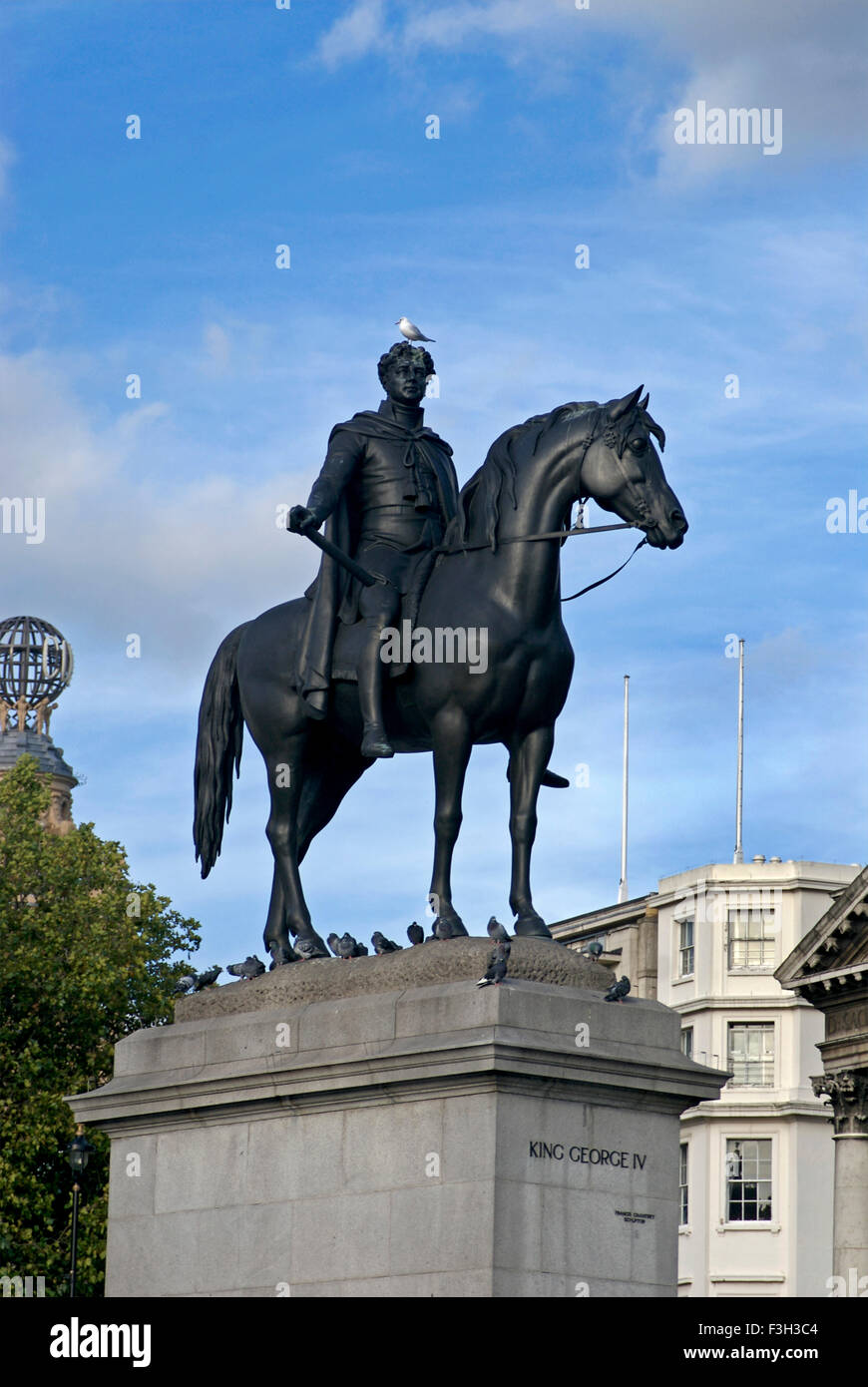 Rey Jorge IV, estatua ecuestre de bronce, Trafalgar Square, Londres, Inglaterra, Reino Unido, Reino Unido Foto de stock