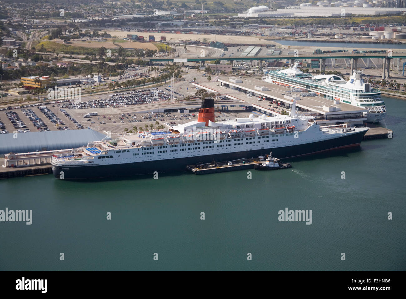 Los cruceros en el puerto de Los Ángeles vista aérea Foto de stock