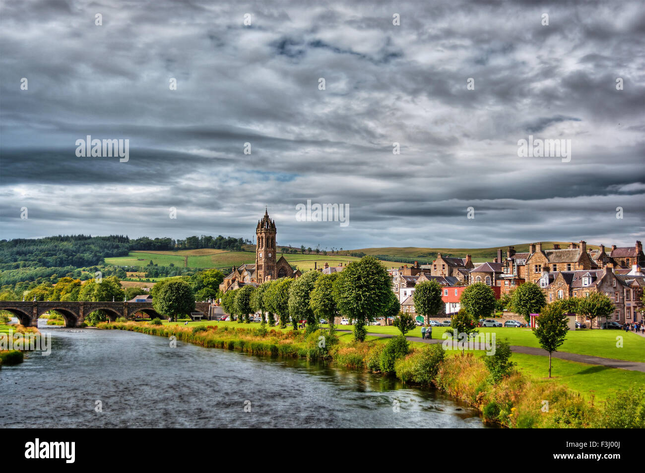 De septiembre de 2015, la aldea Peebles (Escocia), HDR-técnica Foto de stock