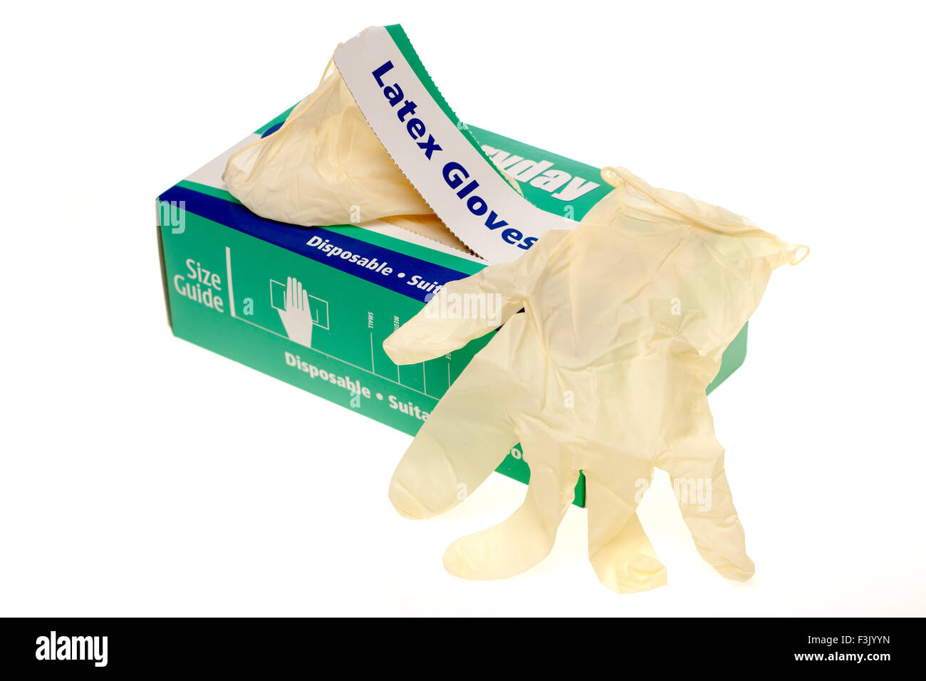 Caja de 100 Everdayday libre de polvo desechables guantes de látex grande Foto de stock