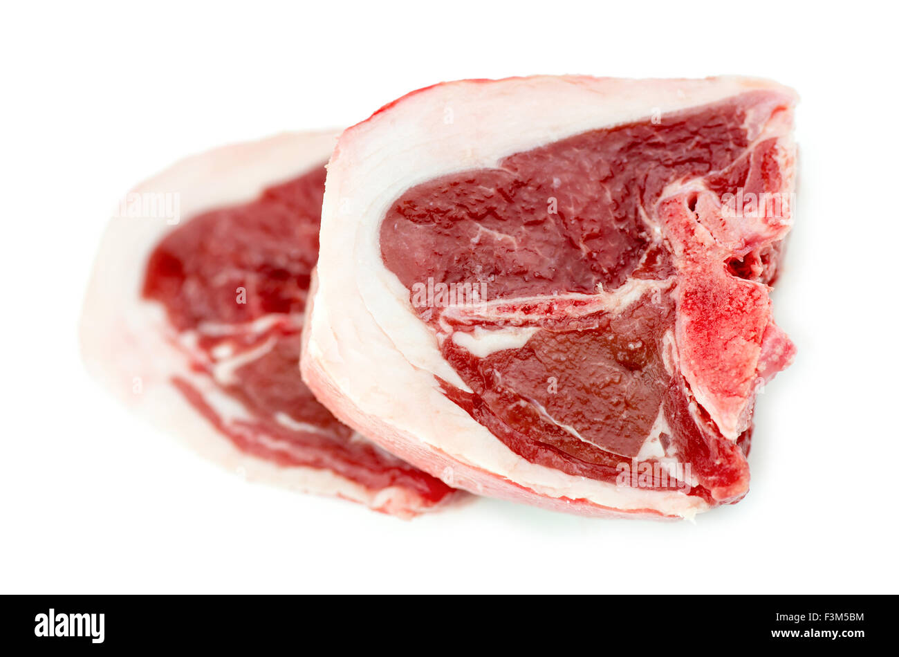 Carne roja cruda cordero aislado Foto de stock