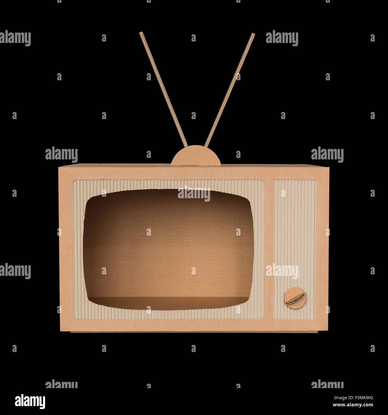 Televisor de cartón. Foto de stock