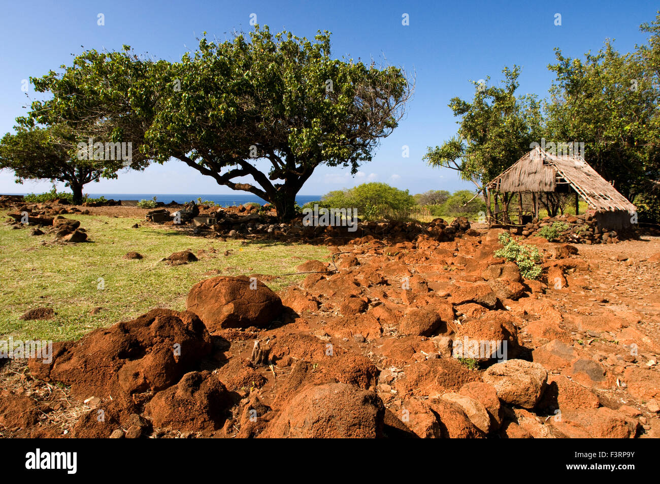 Lapakahi State Historical Park, donde los pescadores vivían hawaiano durante siglos hasta que el lugar quedó sin agua. Isla Grande. Foto de stock