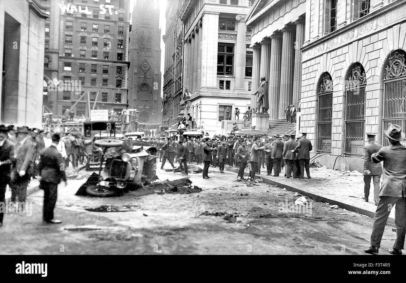 Bombardeo de WALL STREET 16 de septiembre de 1920 Foto de stock
