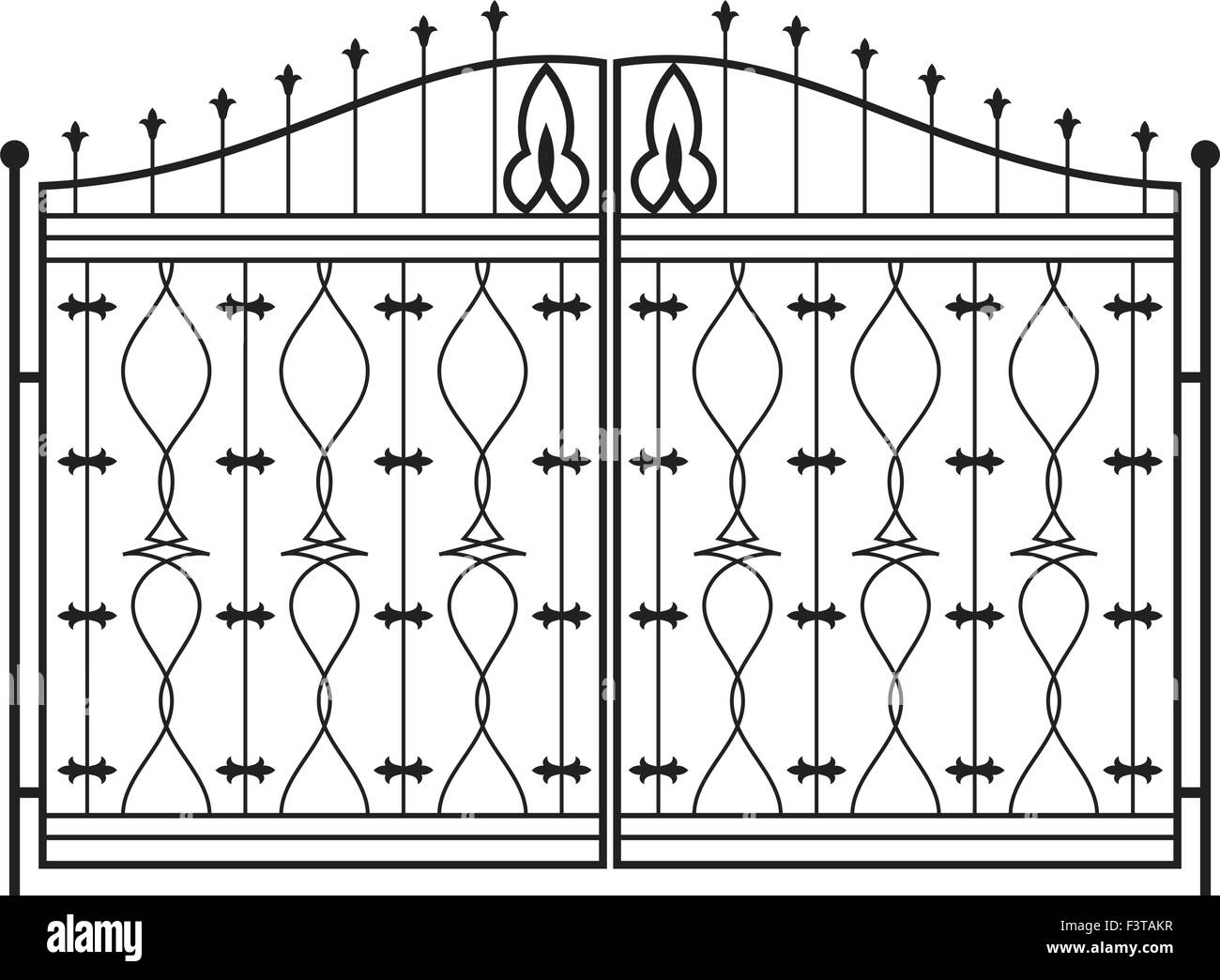 Puerta hierro forjado, valla, ventana, Barandilla de diseño de arte vectorial Imagen Vector de stock - Alamy