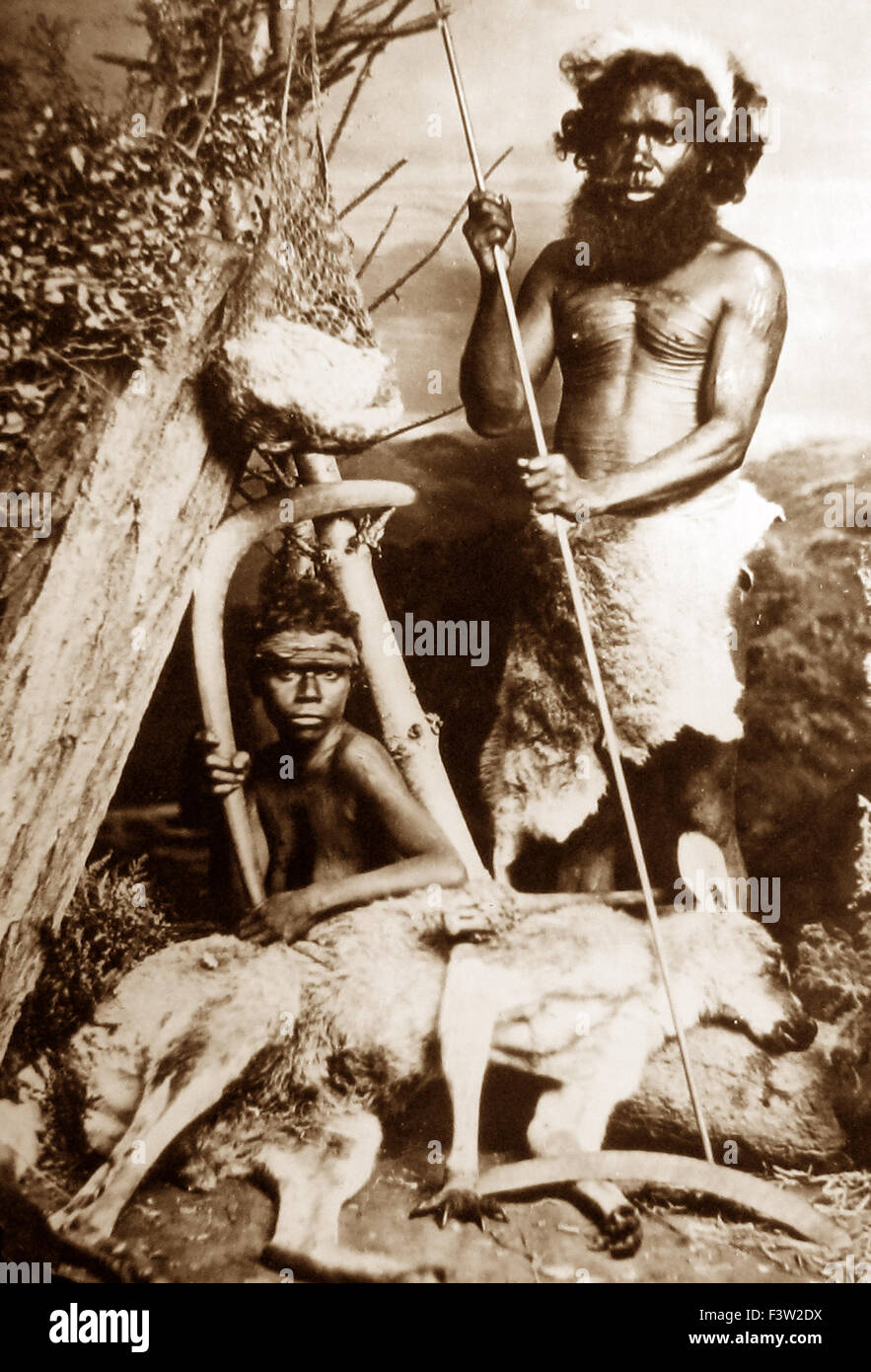 Retrato de estudio de los aborígenes australianos - período Victoriano Foto de stock