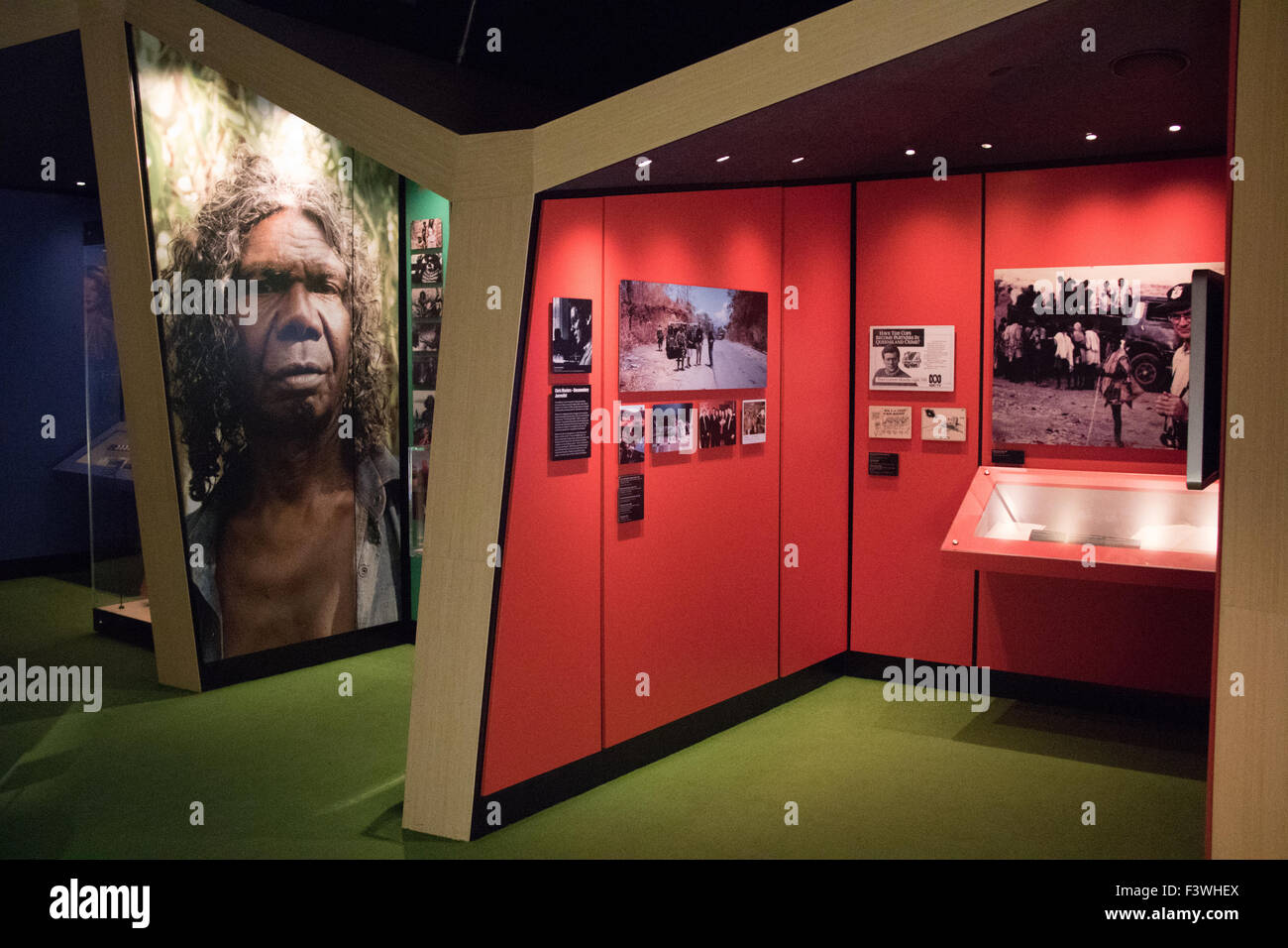 Exposiciones en el interior del Centro Australiano para la imagen en movimiento (ACMI) en la Plaza de la Federación, en Melbourne. Foto de stock