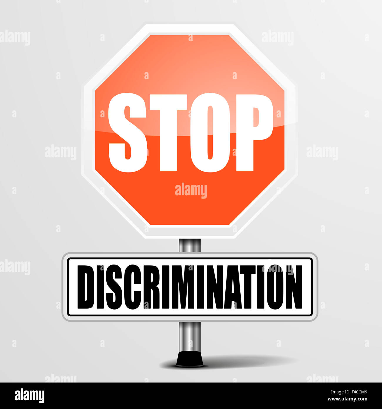 Detener la discriminación Foto de stock