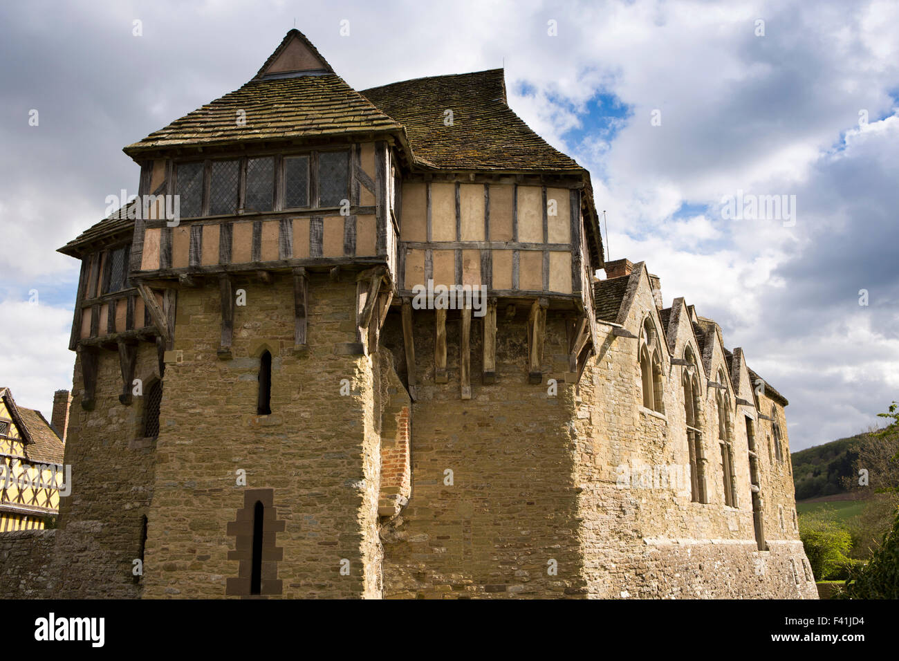 Reino Unido, Inglaterra, Shropshire, Craven Arms, Stokesay Castle Torre Norte Foto de stock