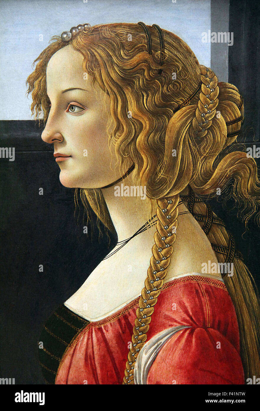 Sandro Botticelli - Perfil retrato de mujer joven Foto de stock