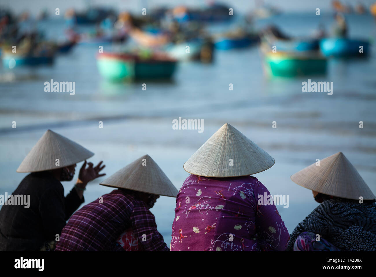 Né Mũi aldea pesquera, Provincia Thuận Bình, Vietnam Foto de stock