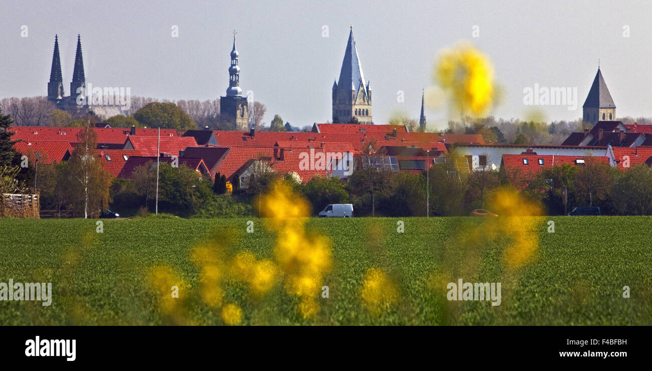 Vista de los campanarios en Soest en Alemania. Foto de stock