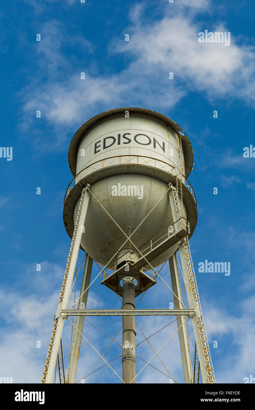 Los Estados Unidos, Nueva Jersey, West Orange, Thomas Edison National Historical Park, la torre de agua de la ex laboratorios Edison Foto de stock