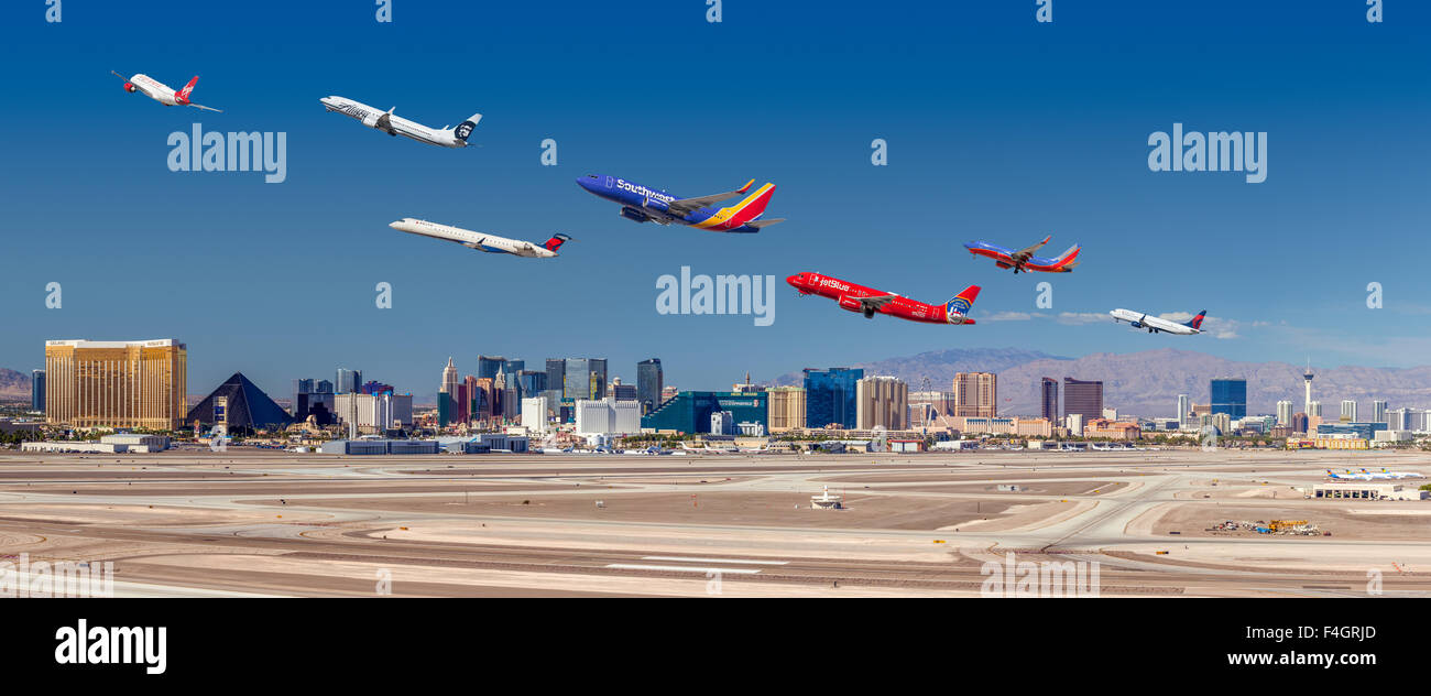 Múltiples salidas de vuelos desde el Aeropuerto Internacional las Vegas  McCarran Fotografía de stock - Alamy