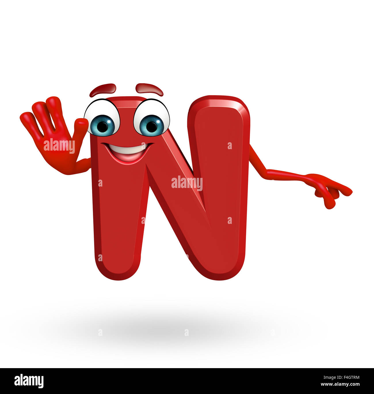 Ilustración 3D prestados del abecedario N personaje de dibujos animados Foto de stock