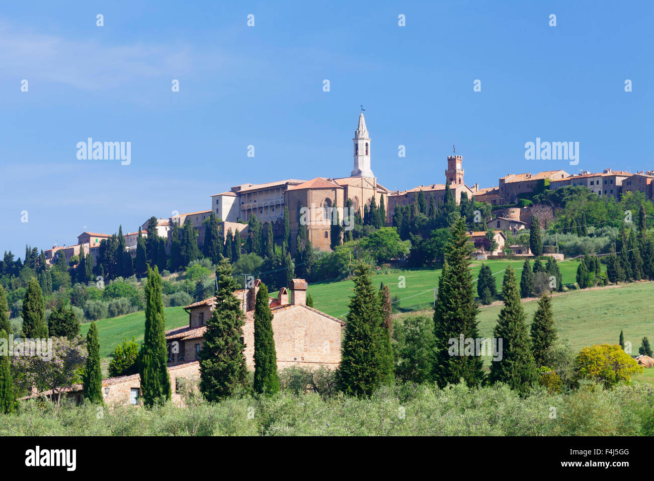 Pienza, Val d'Orcia (Valle de Orcia), Sitio de Patrimonio Mundial de la UNESCO, provincia de Siena, Toscana, Italia, Europa Foto de stock