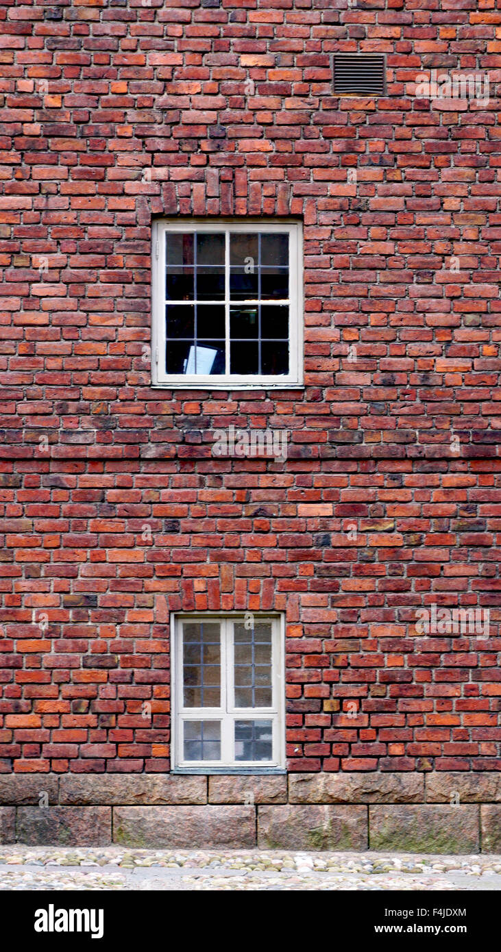 Ayuntamiento muro de ladrillo elevación en Estocolmo, Suecia Foto de stock