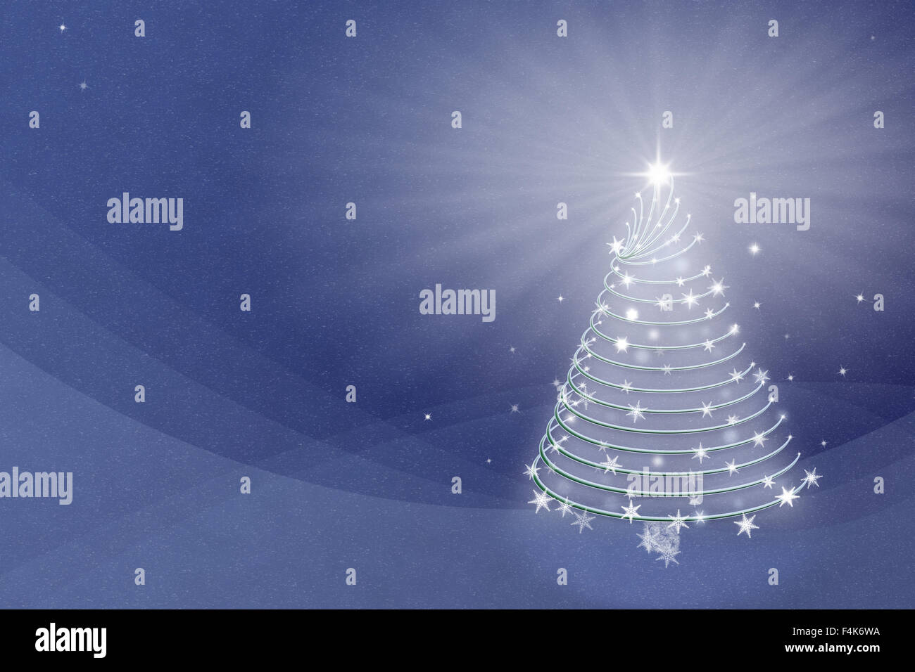 Árbol de Navidad Mágica en ilustración de fondo azul Foto de stock