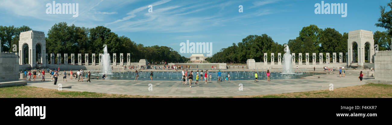 Panorama Memorial de la II Guerra Mundial, Washington DC, EE.UU. Foto de stock